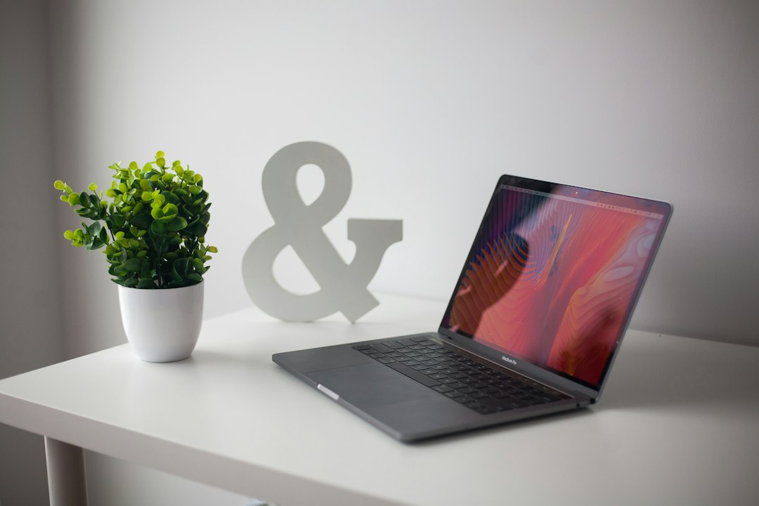 Opened gray laptop